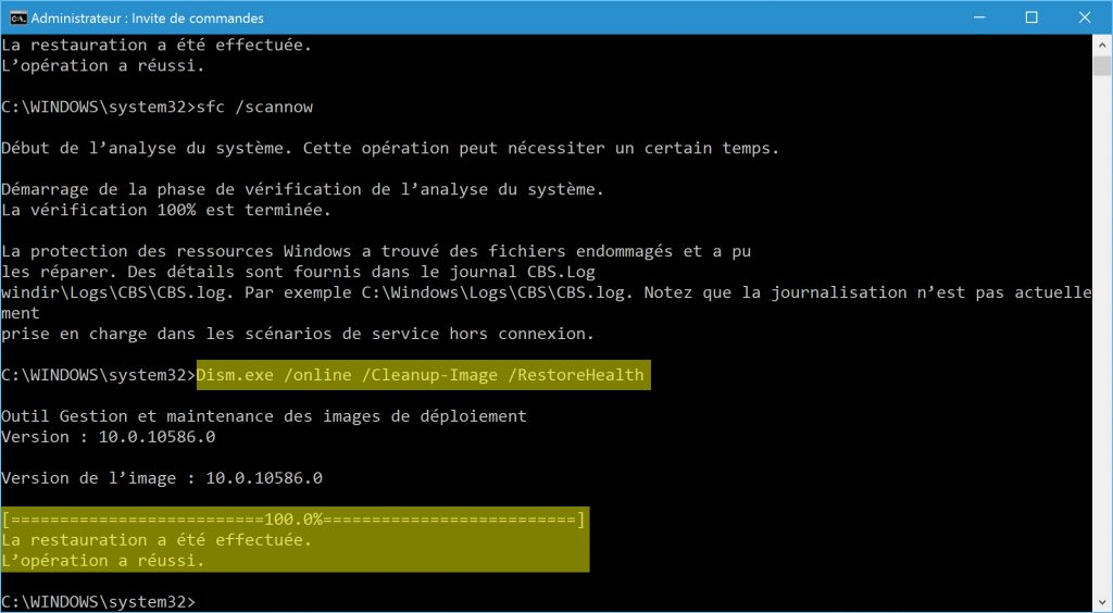 reparer-image-de-windows-10-dism-online-cleanup-image-restorehealth-restauration-effectuee-operation-reussi