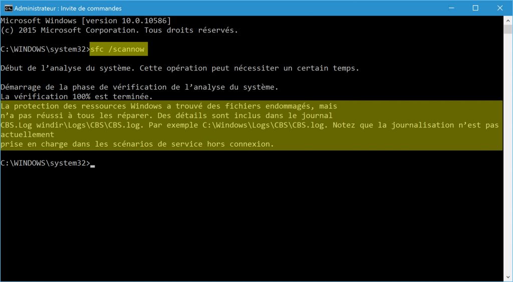 reparer-image-de-windows-10-dism-sfc-scannow-protection-ressources-windows-a-trouve-fichiers-endomages