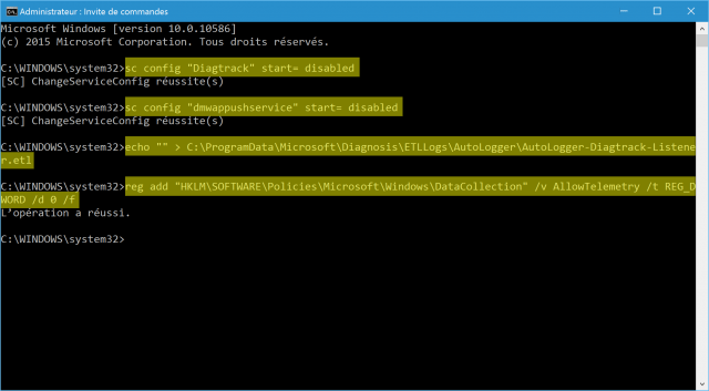 vie-privee-supprimer-mouchards-telemetrie-confidentialite-windows-10-cmd