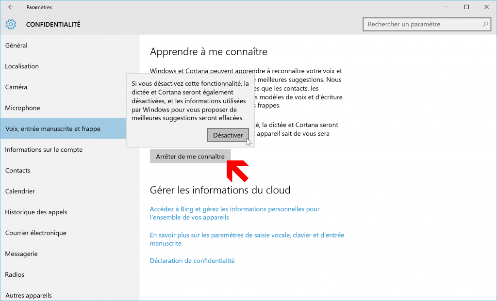 vie-privee-supprimer-mouchards-telemetrie-confidentialite-windows-10-voix-entree-manuscrite-frappe