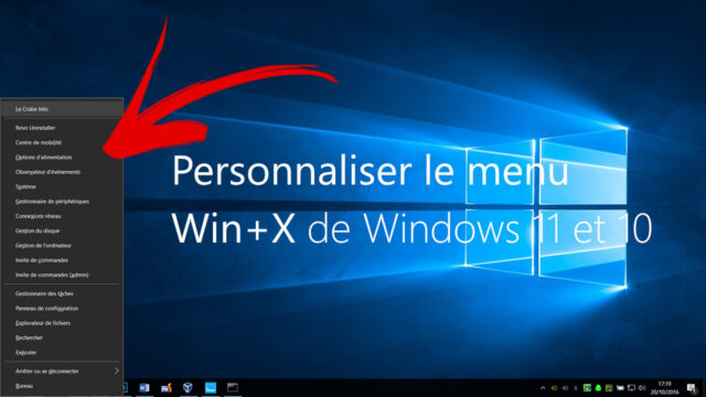 Personnaliser le menu Win+X de Windows&nbsp;[11,&nbsp;10]