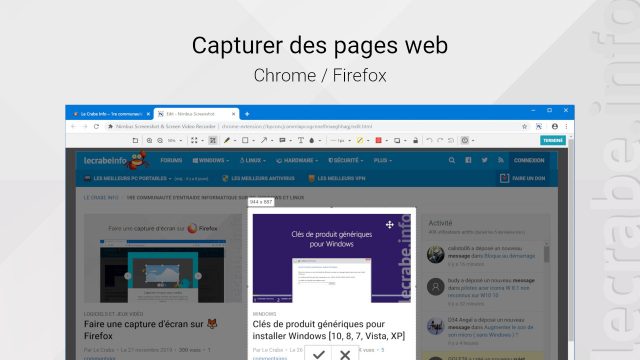Capturer des pages web sur Chrome et Firefox (Nimbus Capture)