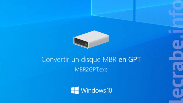 MBR2GPT : convertir un disque MBR en GPT sans perte de données