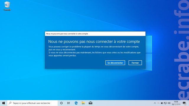 Windows 10 : Nous ne pouvons pas nous connecter à votre compte