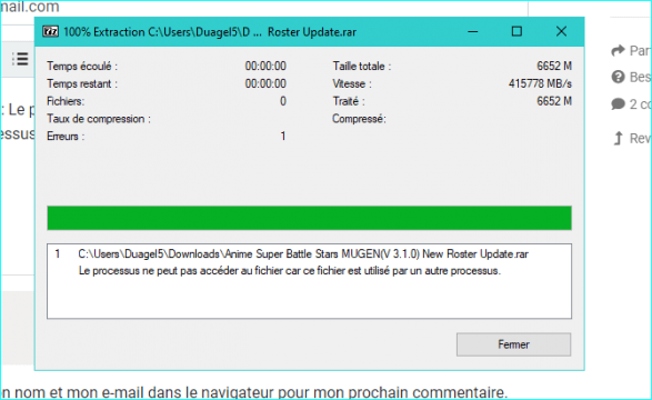Process pas d'accès fichier