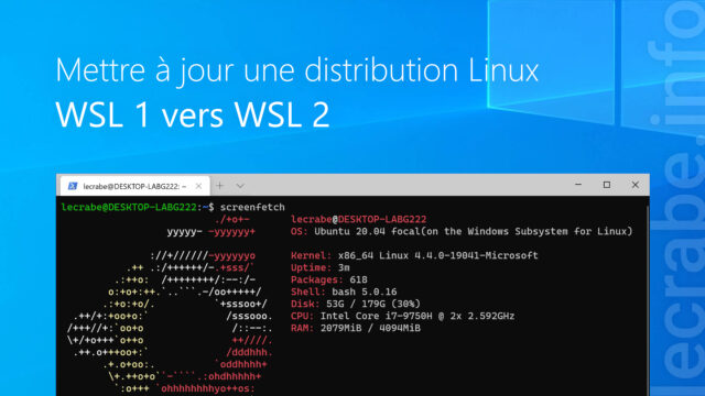 Mettre à jour une distribution Linux WSL 1 vers WSL 2