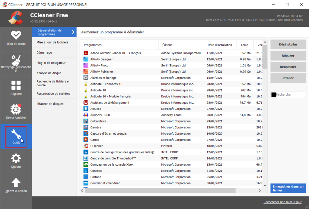 menu contextuel 06 - outils ccleaner gratuit