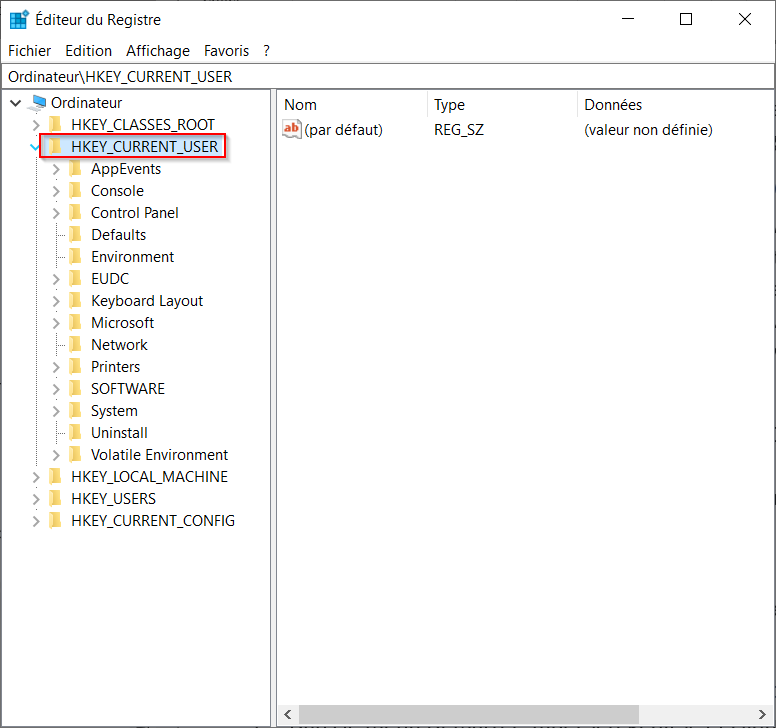 supprimer application menu ouvrir avec - 07 déroulez la clé hkey_current_user