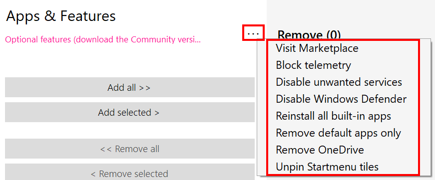 Bloatbox, vérifier la liste des scripts