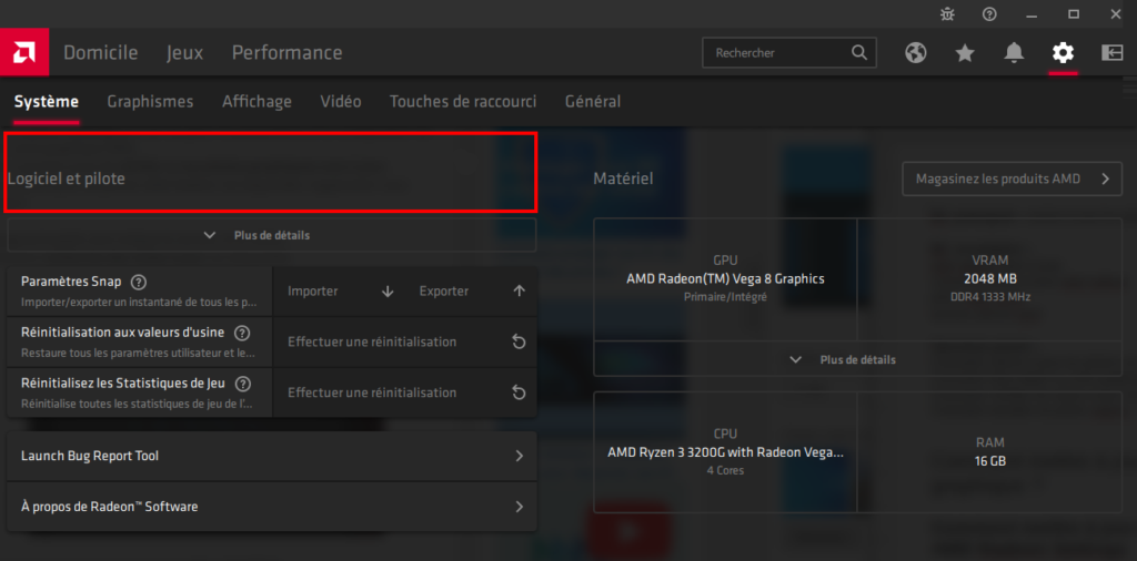Radeon Software, vérifier les mises à jour