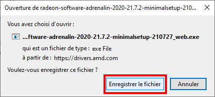 Télécharger MinimalSetup Radeon Software, faire enregistrer