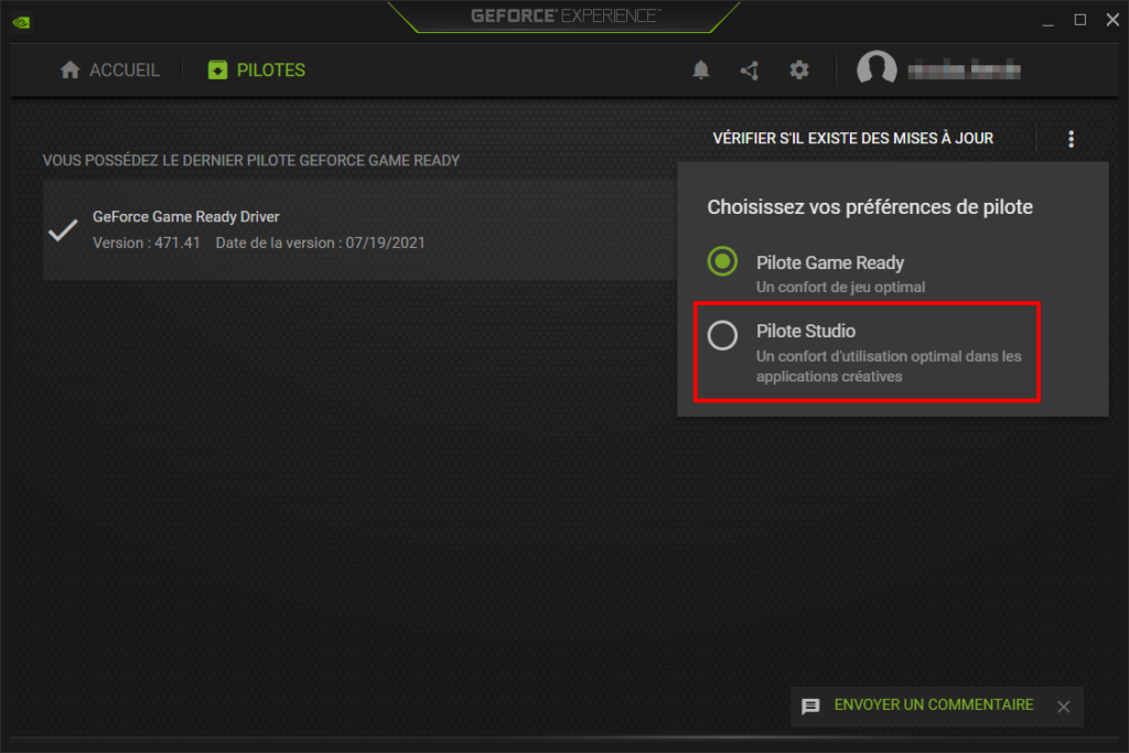 Choisir entre Pilote Game Ready et Pilote Studio