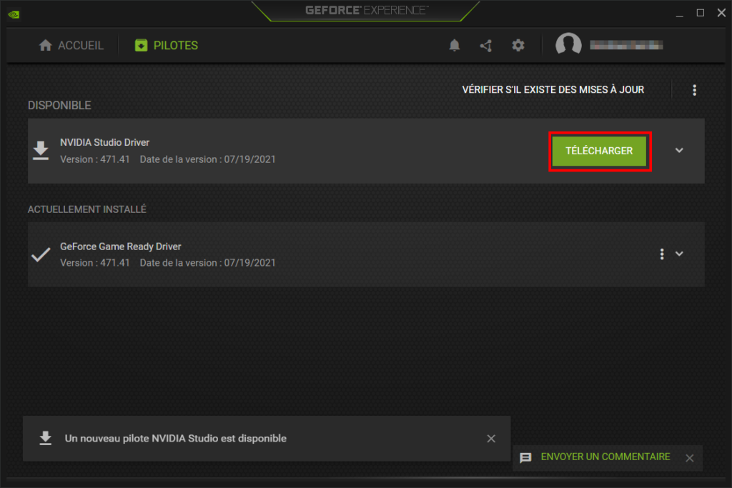 Télécharger le nouveau pilote Studio Driver de NVIDIA