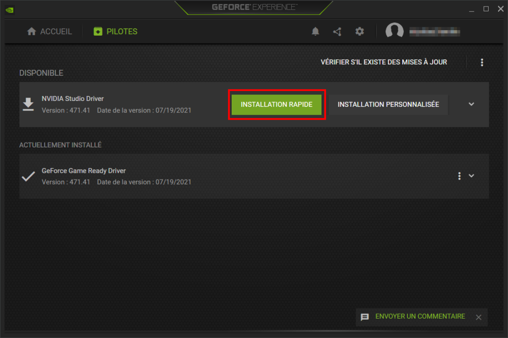 Installation rapide du pilote studio de NVIDIA