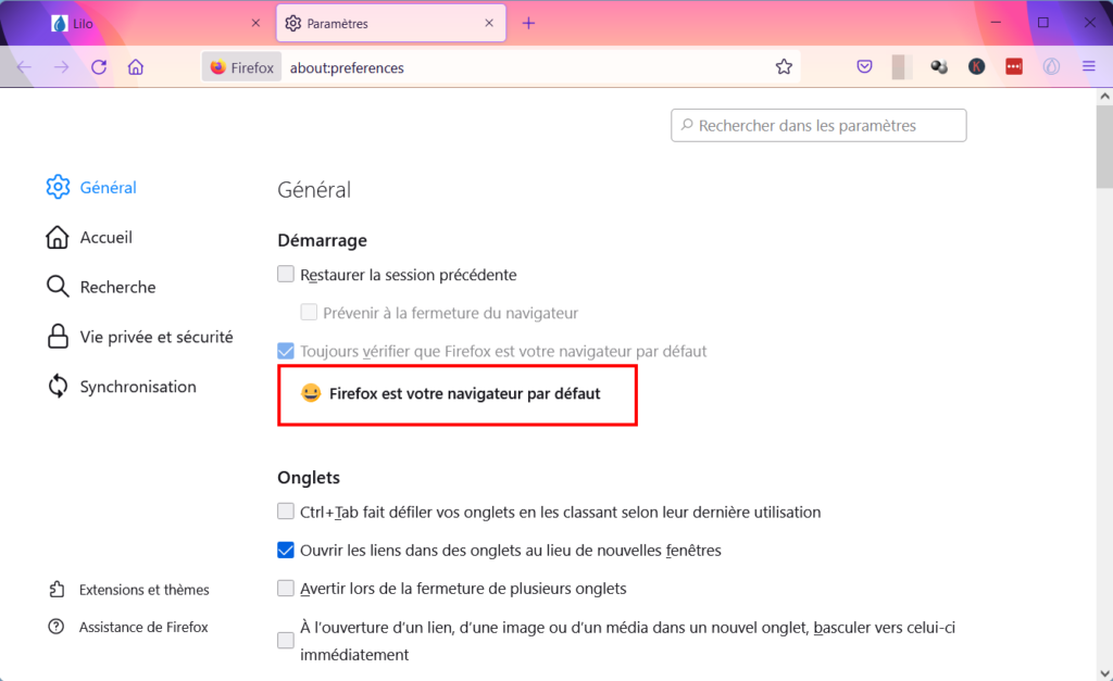 Windows 11 Firefox par défaut - modification réussie