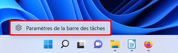 Widgets Windows 11 paramètres de la barre des tâches