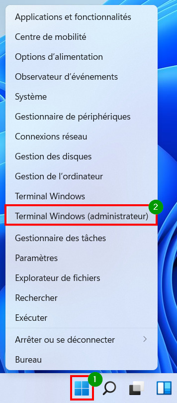 Widgets Windows 11 ouvrir PowerShell