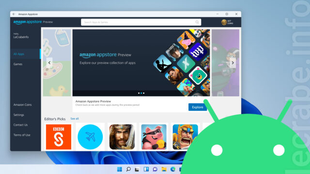 Windows 11 : installer l&rsquo;Amazon Appstore (Android)