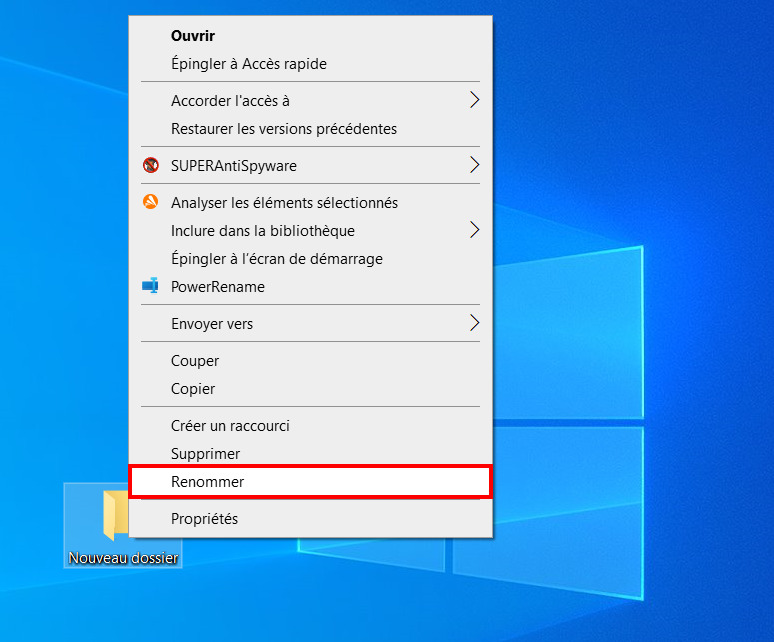 God Mode Windows 10,11 - cliquez sur renommer dossier