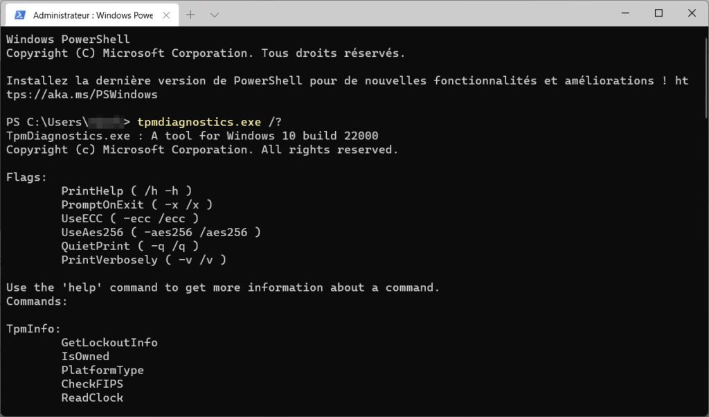 TPM Diagnostic Tool Windows 11 - liste des commandes