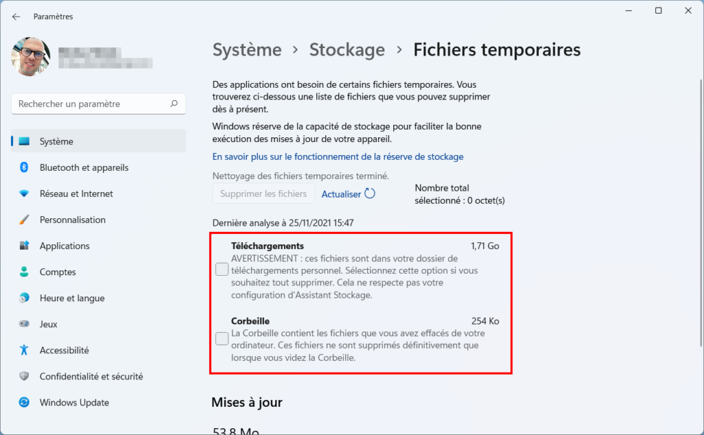 Supprimer fichiers temporaires Win 11 - nettoyage terminé