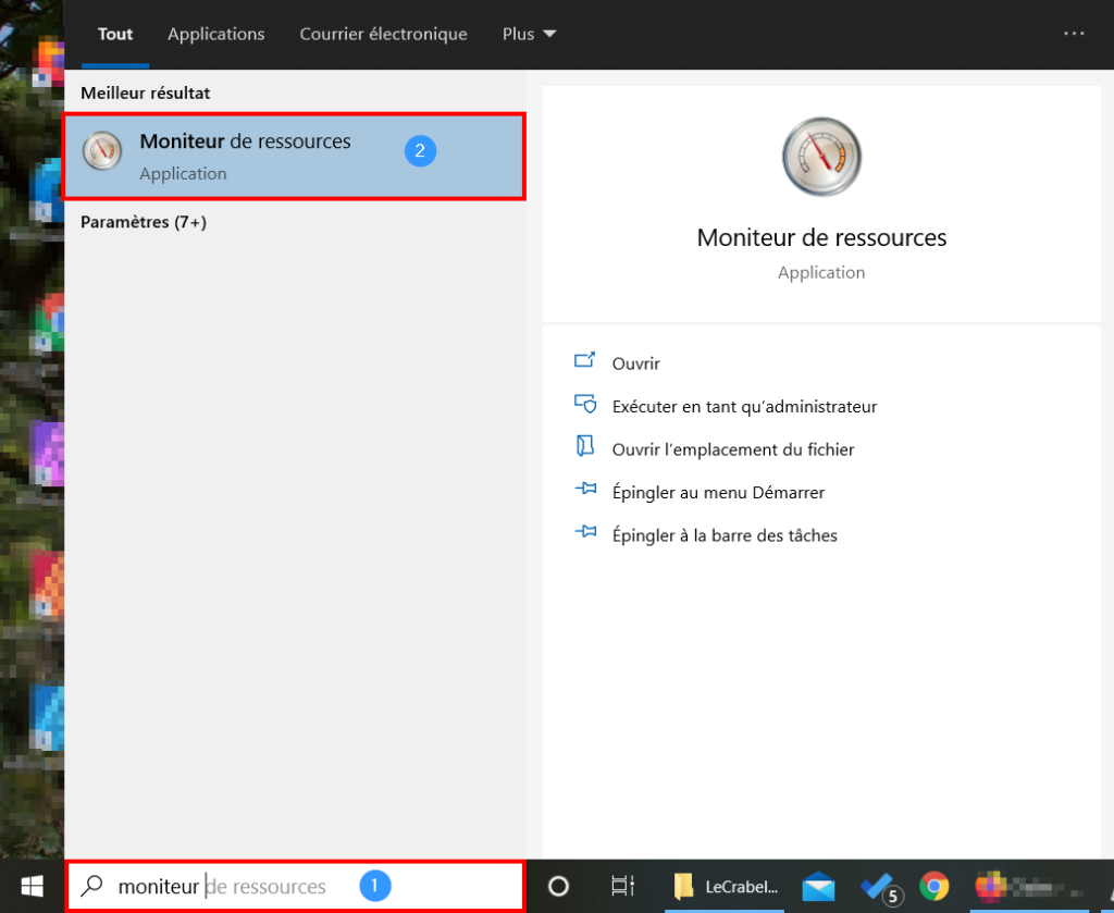 consommation cpu windows - moniteur de ressources