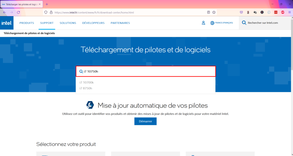 DRR Windows 11 - centre de téléchargement intel