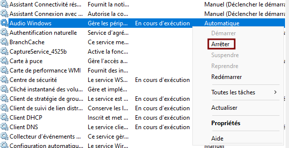arrêter un service windows 11