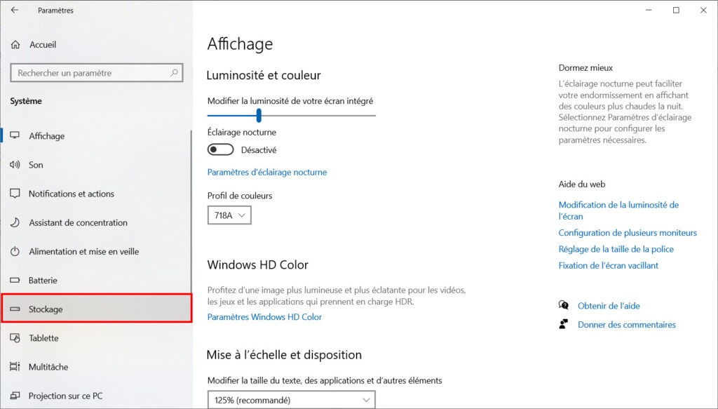 Supprimer fichiers temp win 10 - stockage