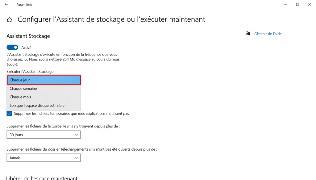 Supprimer fichiers temp win 10 - chaque jour