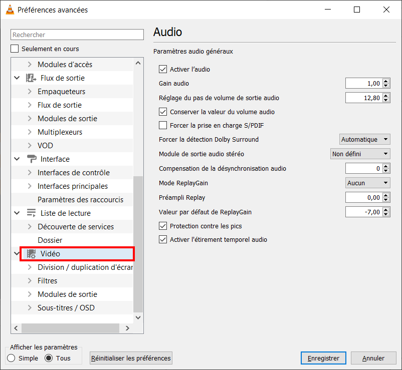 VLC fenêtre au-dessus - entrer dans vidéo