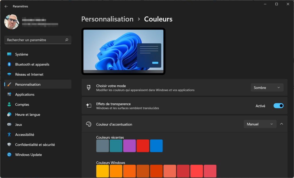 Mode sombre windows 11 - mode sombre