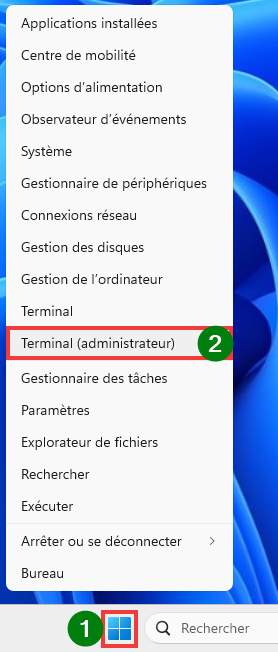 Ouvrir Terminal en tant qu'administrateur
