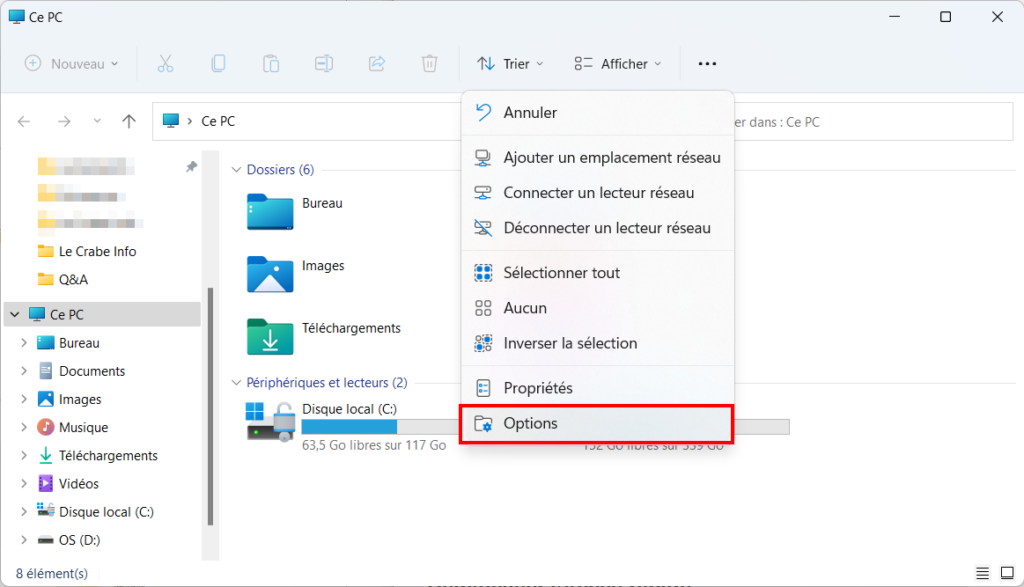Win 11 Paramétrer Accès Rapide - options