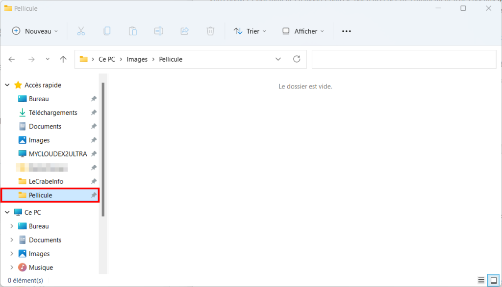 Win 11 Paramétrer Accès Rapide - sélectionner raccourci à supprimer