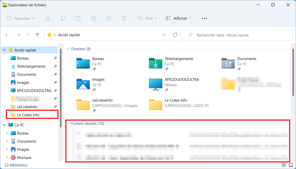 Win 11 Paramétrer Accès Rapide - raccourci temporaire et fichiers récents