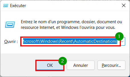 Win 11 Paramétrer Accès Rapide - commande exécuter