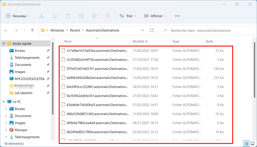 Win 11 Paramétrer Accès Rapide - fichiers automatiques