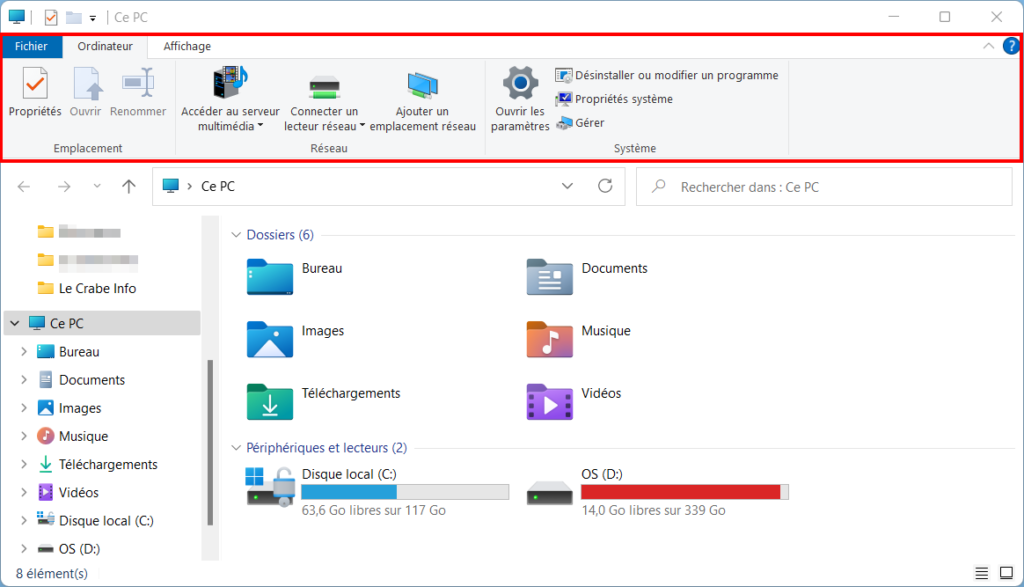 Windows 11 ancien ruban - nouveau ruban