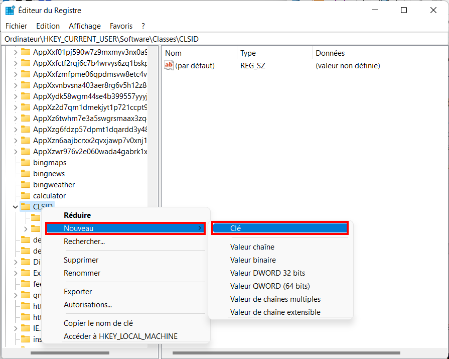 Windows 11 ancien ruban - nouvelle clé