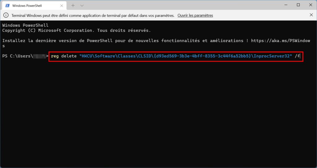 Windows 11 ancien ruban - commande terminal