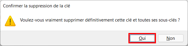 Windows 11 ancien ruban - suppression clé de registre