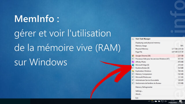MemInfo : gérer et voir l&rsquo;utilisation de la mémoire vive (RAM) sur Windows