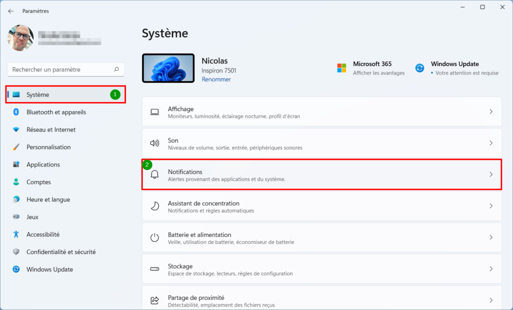 win 11 supprimer publicité - paramètres et notifications