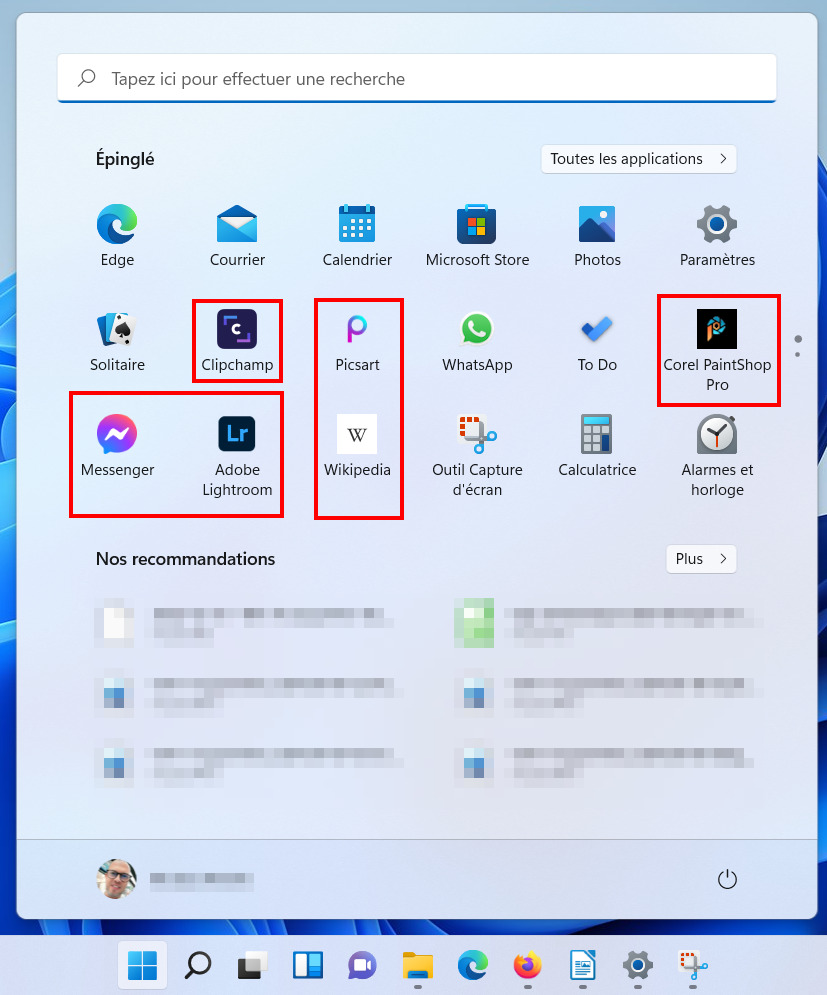 win 11 supprimer publicité - menu démarrer