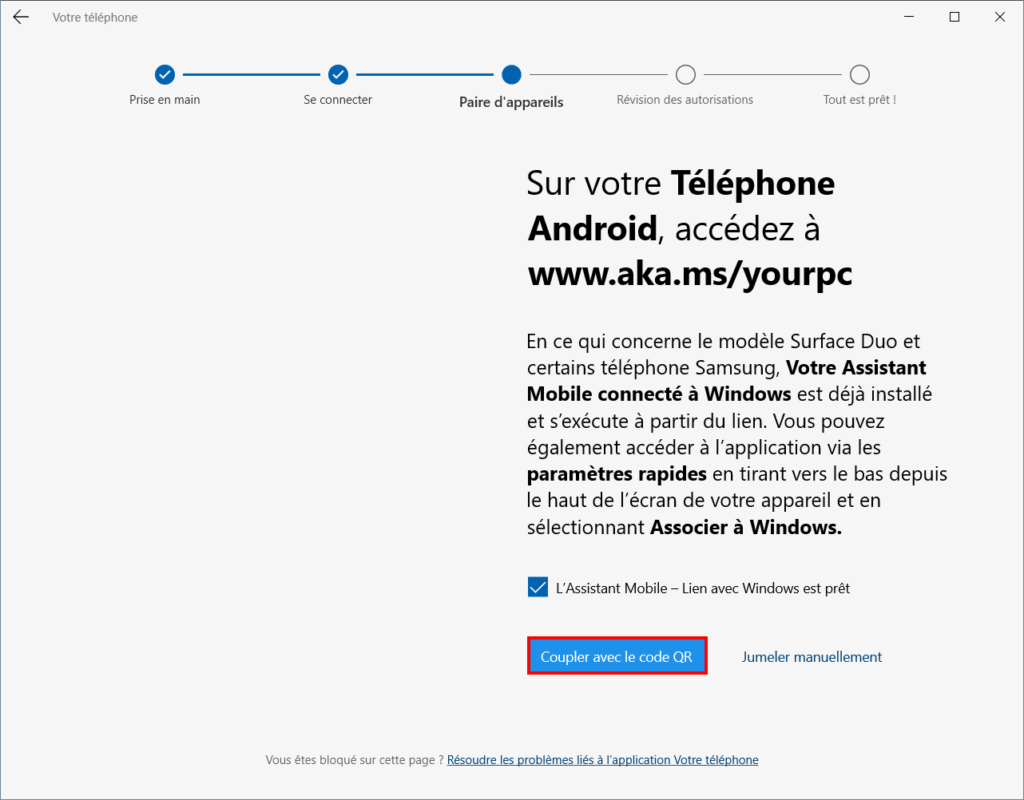 Associer téléphone et Windows - coupler avec code QR