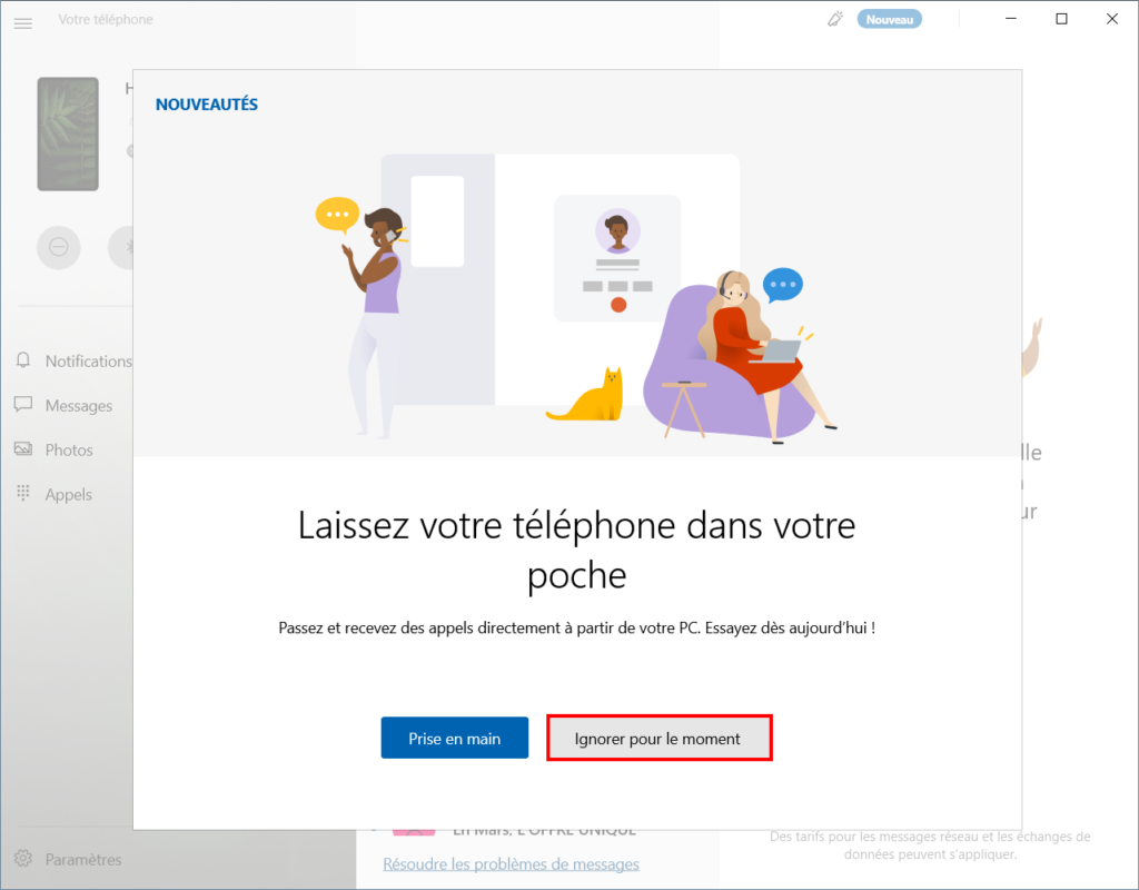 Associer téléphone et Windows - ignorer pour le moment