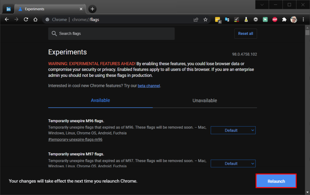 Chrome désactiver forcer sombre - relaunch