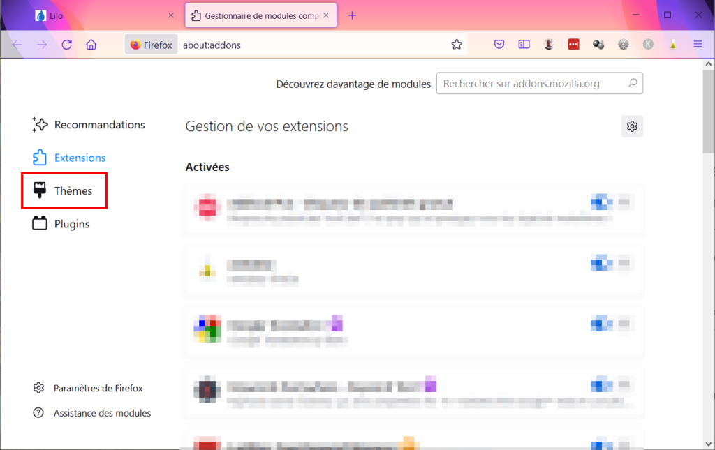 Firefox mode sombre - Thèmes