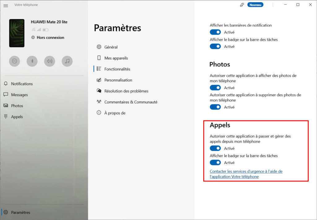 Votre téléphone Options - appels